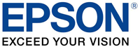 Blue and black Epson logo.